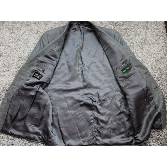 Lauren Ralph Lauren Blazer Mens 44L Gray Houndstooth Wool Sport Coat Jacket - Picture 3 of 11